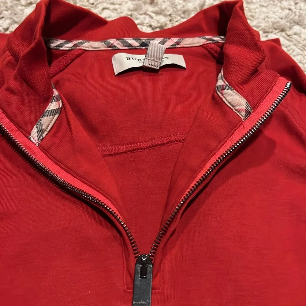 Burberry London Men's Dark Red 1/4 zip sweatshirt Large - Picture 9 of 10